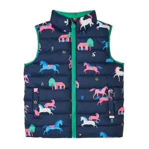 Joules Navy Horse Print Puffer Vest